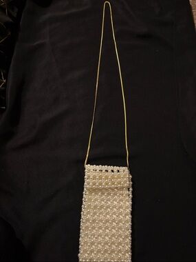 Pearl Beaded Crossbody Phone Bag - Cream